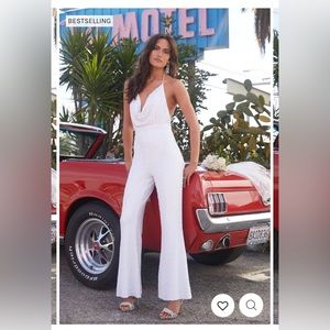 12th Tribe Revolution White Halter Sequined Jumpsuit - M